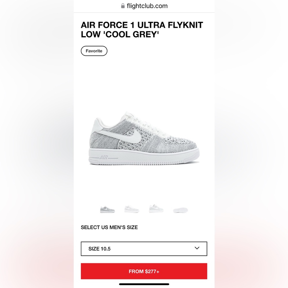 Air Force 1 Ultra Flyknit Low 'Cool
Grey. Very Lightly Used. Women’s Sz 10.5